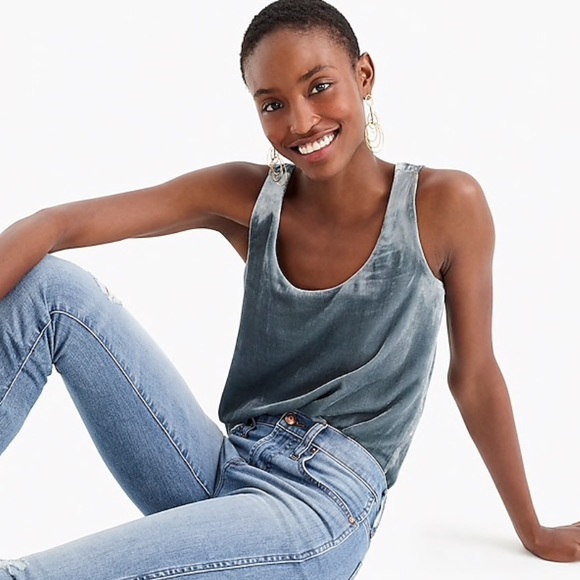 J. Crew Black Velvet Tank Top - Picture 2 of 7